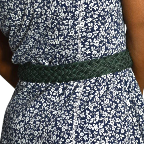 Baer SF Braided Belt Green Waxed Embellished Mixed Metals Discs Artsy Handmade - Picture 3 of 16